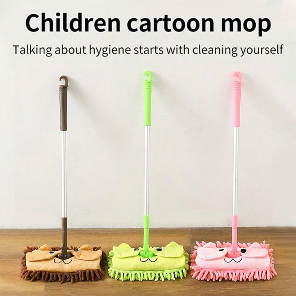 Mini mop with lion cartoon design, suitable for parent-child games, a tool for children's cleaning, detachable head cover