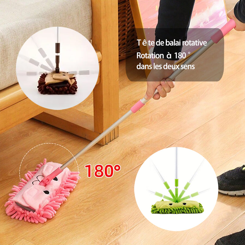 Mini mop with lion cartoon design, suitable for parent-child games, a tool for children's cleaning, detachable head cover