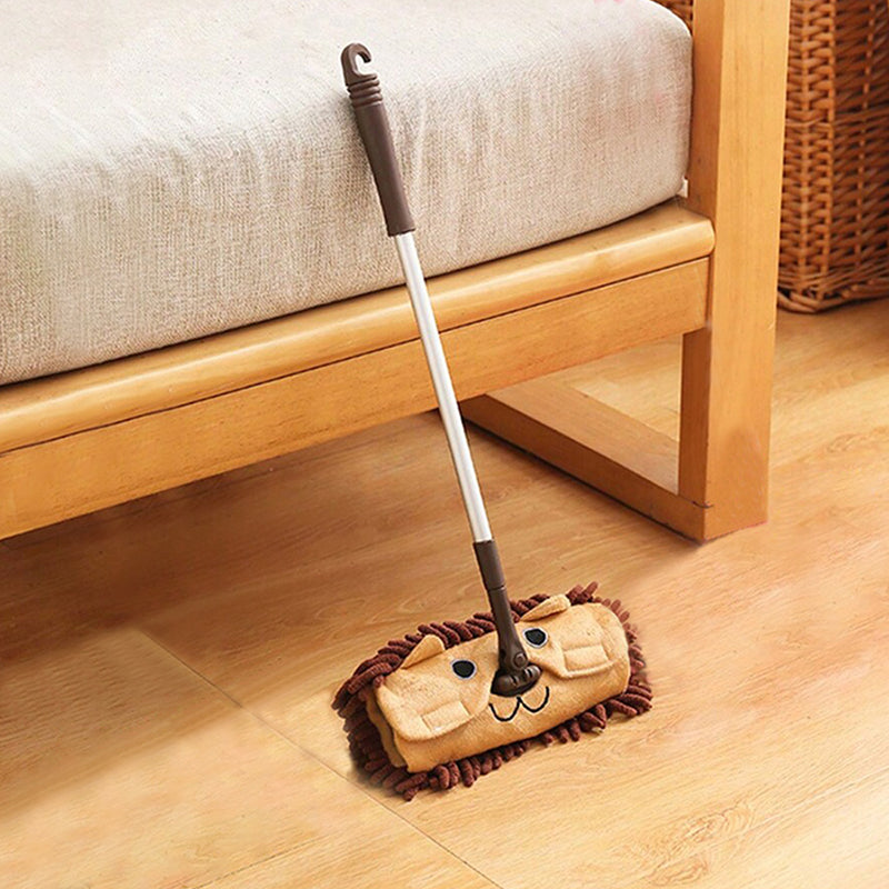 Mini mop with lion cartoon design, suitable for parent-child games, a tool for children's cleaning, detachable head cover