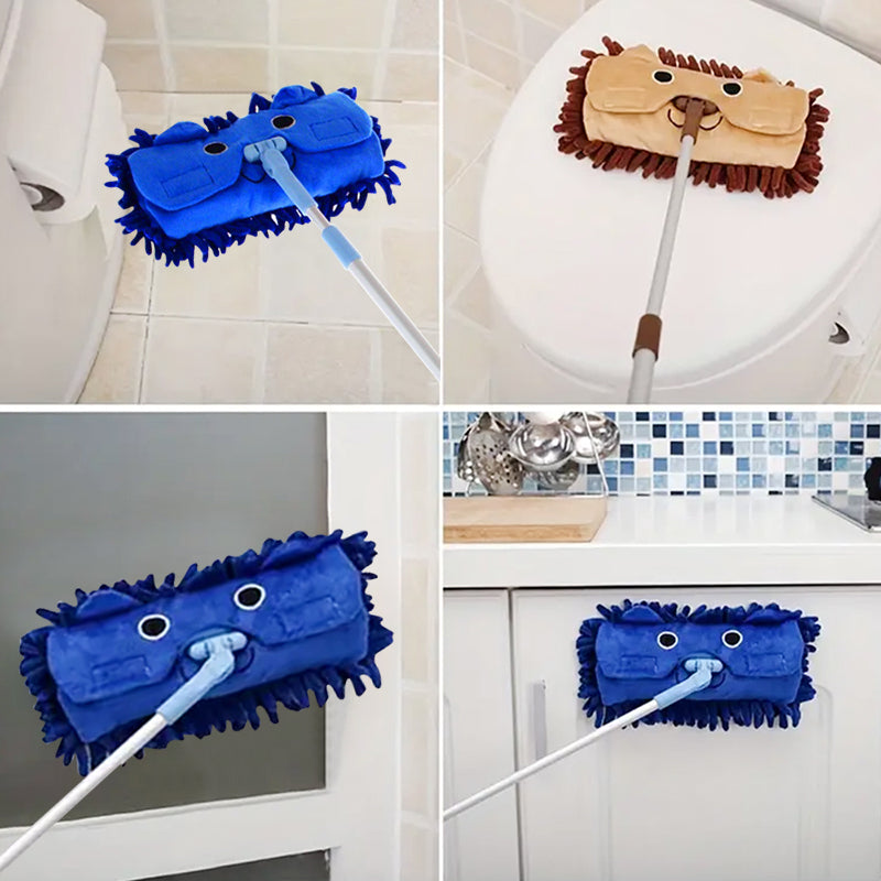 Mini mop with lion cartoon design, suitable for parent-child games, a tool for children's cleaning, detachable head cover