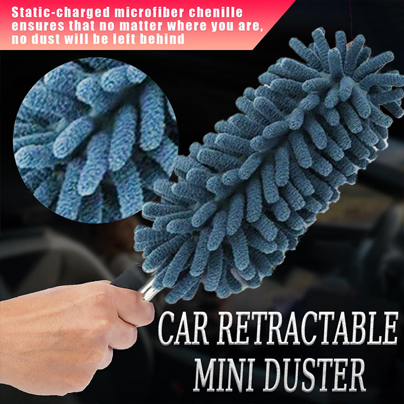 Mini plumeau pour le dépoussiérage de la maison et de la voiture, nettoie les interstices, compact et peu encombrant, manche télescopique